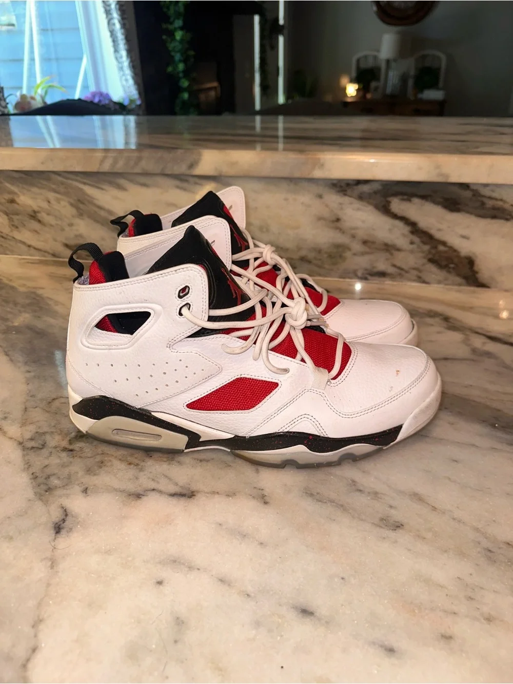 Jordan Flight Club 91 Men’s Size 10.5 High Top White Black &‎ Red Sneaker Shoes